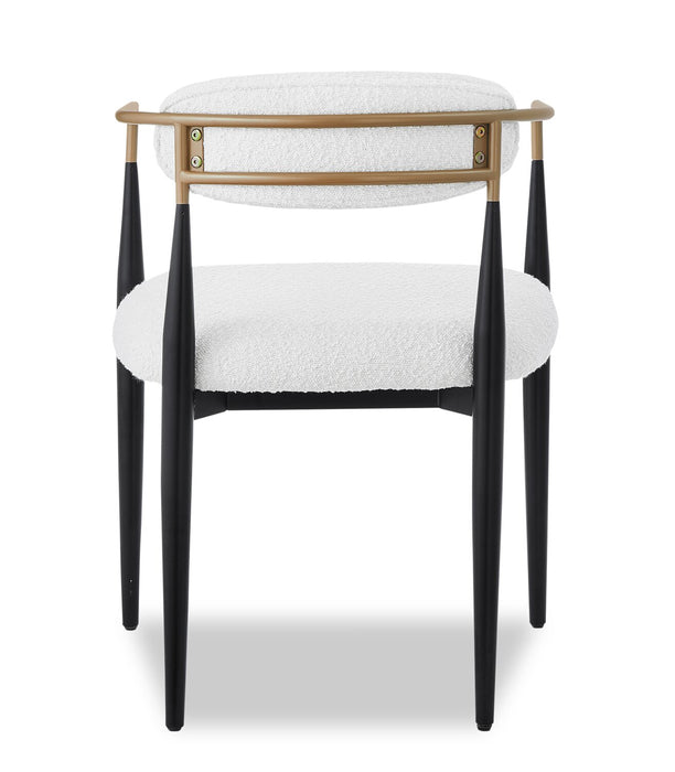 Capri Boucle Fabric Accent Dining Chair – White