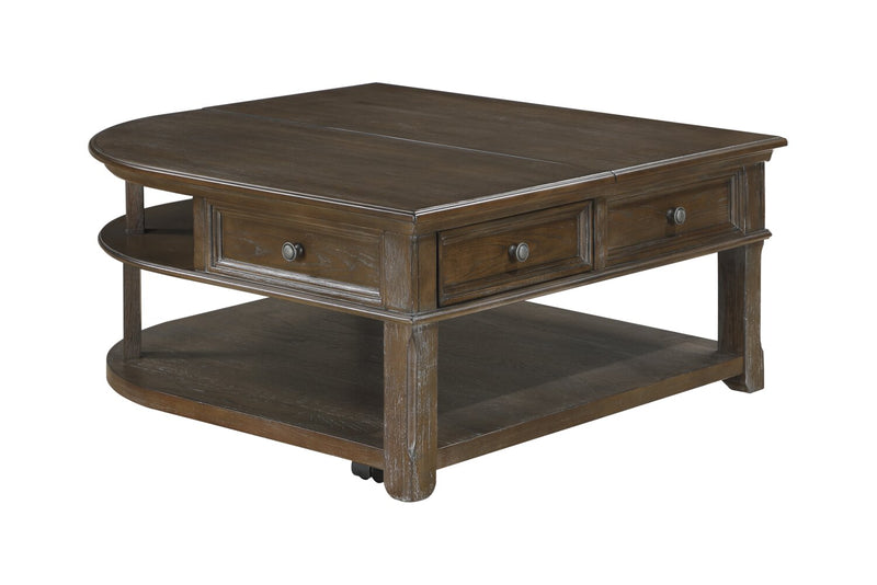 Weston 38” Traditional Lift Top Coffee Table with Storage and Casters - Brown Elm