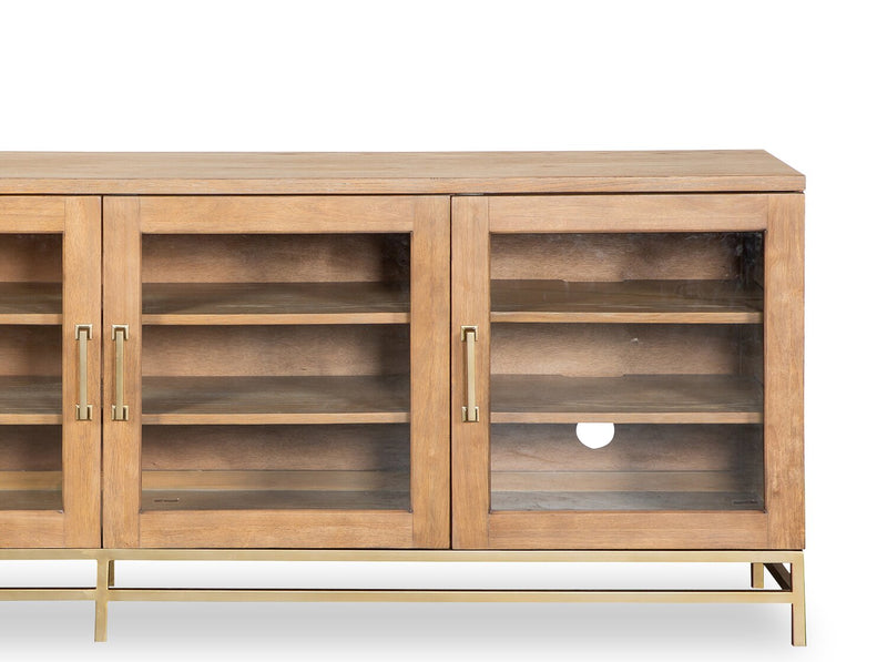Cresset 84” Modern Solid Wood TV Stand with Storage and Cable Management for TVs up to 90\" - Belgian