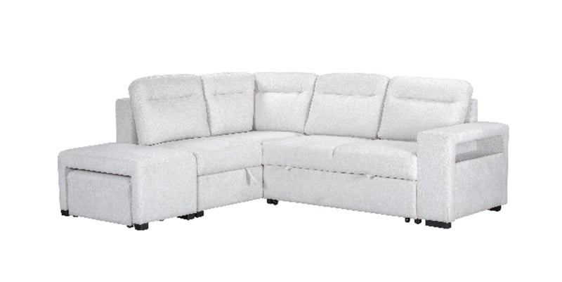Primo Coast 3-Piece Left-Facing Ivory White Fabric Sleeper Sectional with Storage Chaise and Storage Armrest