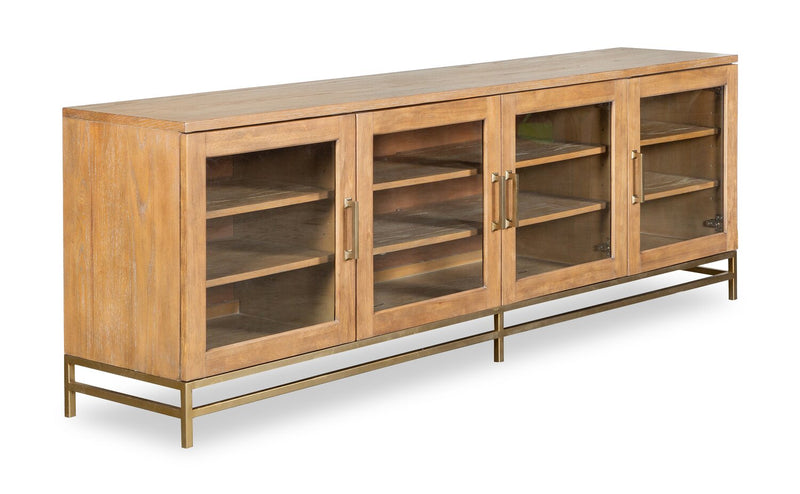 Cresset 84” Modern Solid Wood TV Stand with Storage and Cable Management for TVs up to 90\" - Belgian