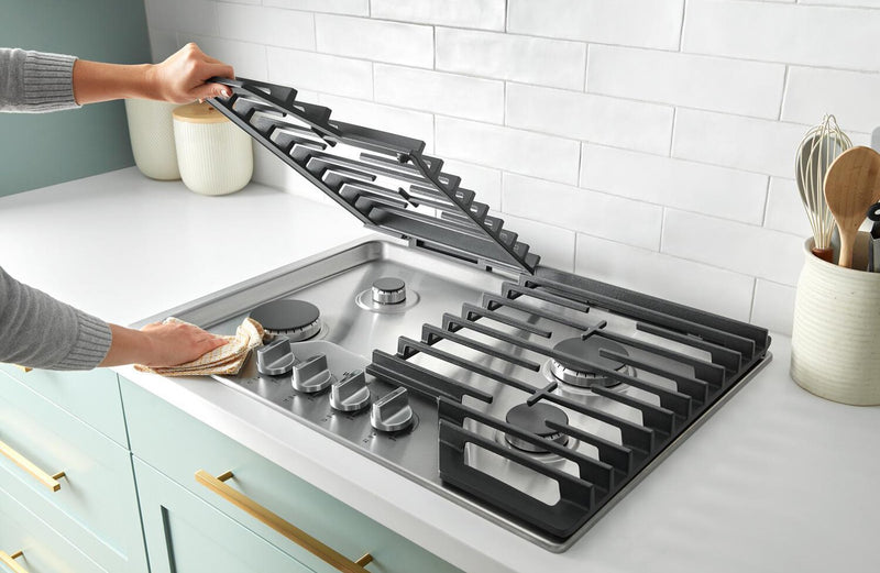 Whirlpool 30\" Gas Cooktop with EZ-2-Lift™ Hinged Cast-Iron Grates - WCGK5030PS
