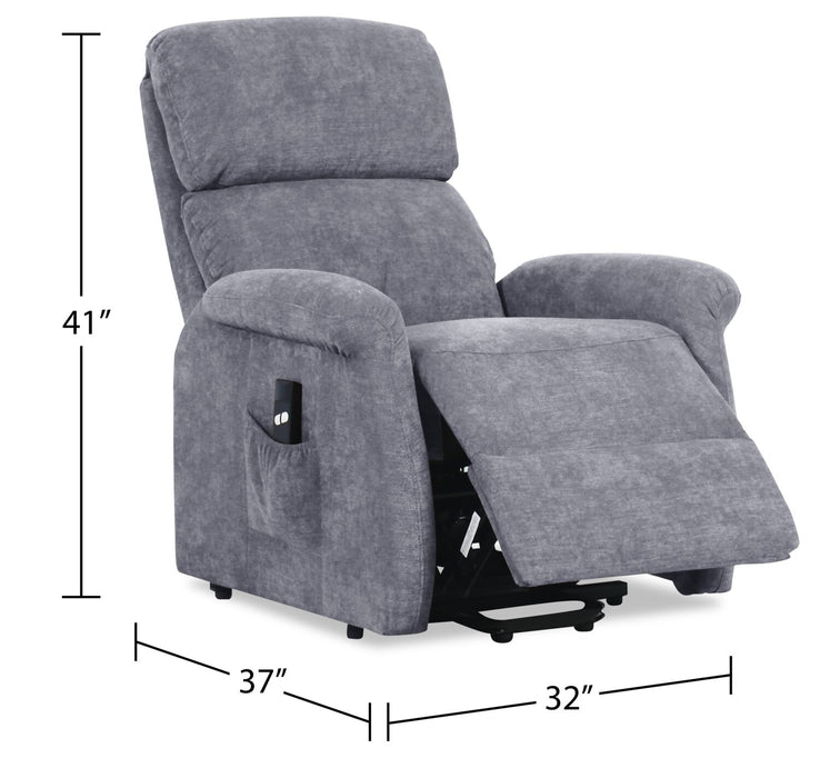 Ruben 32\" Chenille Fabric Power Lift Reclining Chair - Grey 