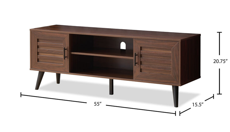 Archie 55\" Modern TV Stand with Storage for TVs up to 58\"- Dark Walnut