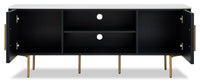 Kort & Co. Capri 60” Modern TV Stand with White Sintered Stone Top, Storage and Cable Management for TVs