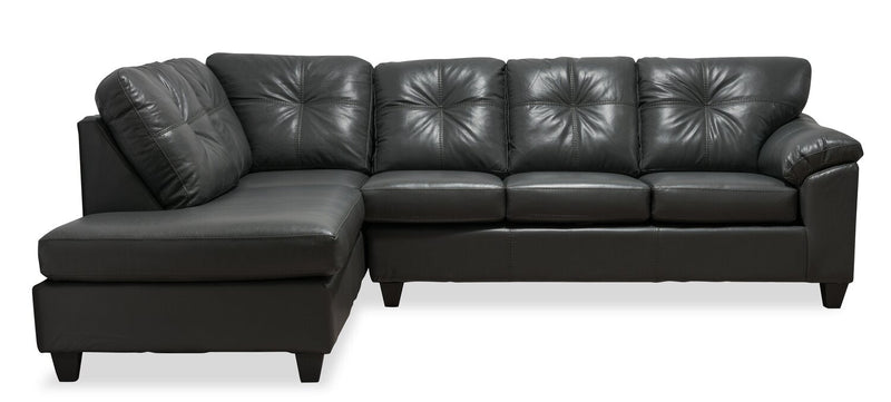 Made in Canada Addison 2-Piece Left-Facing Leather-Look Fabric Sectional with Removable Seat Cushions - Grey 