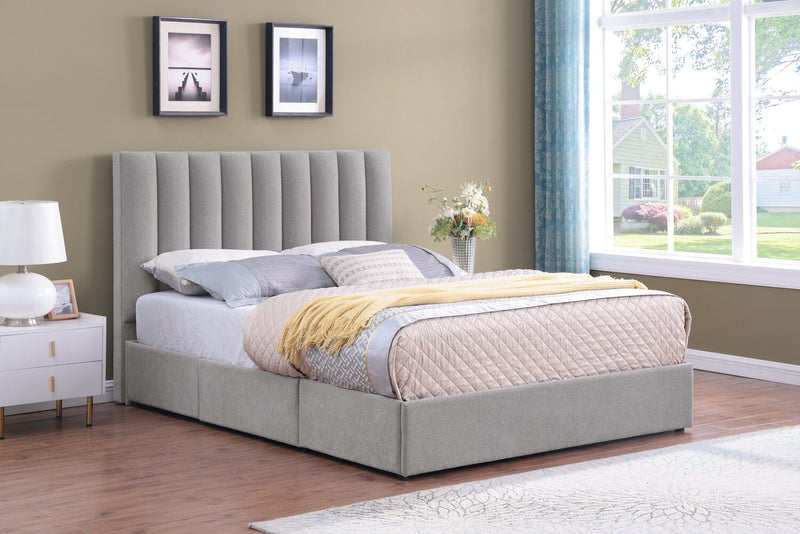 Amos Grey Channel Fabric Headboard - Queen