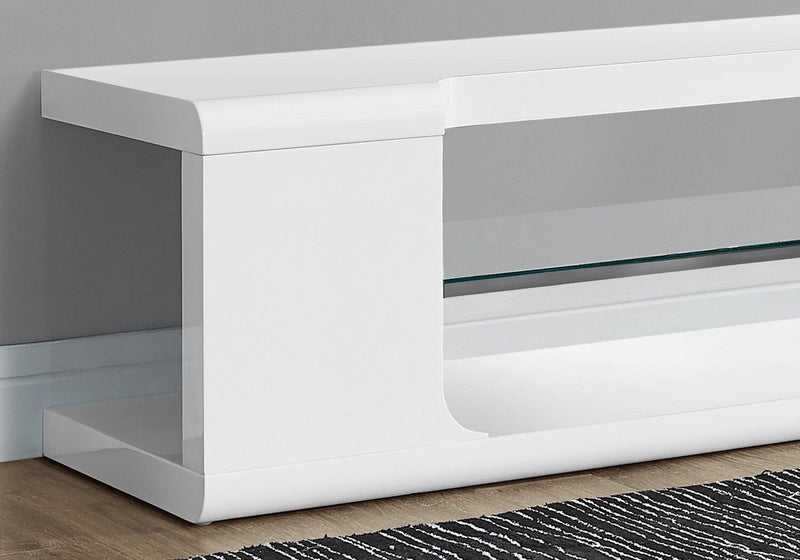 Pierce 60\" Modern TV Stand with Storage and Cable Management for TVs up to 65\"- White