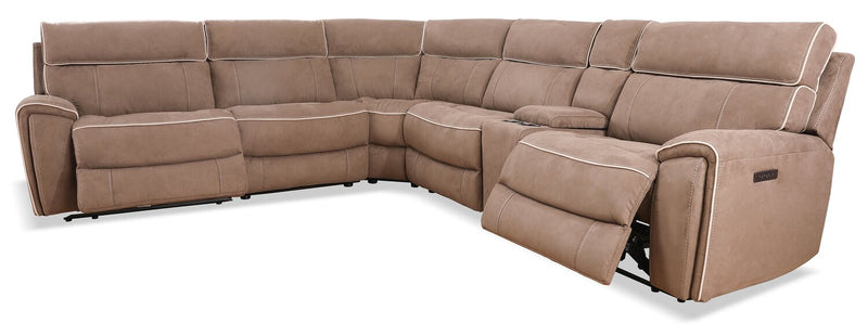 Newport 6-Piece Faux Suede Power Reclining Sectional – Taupe 