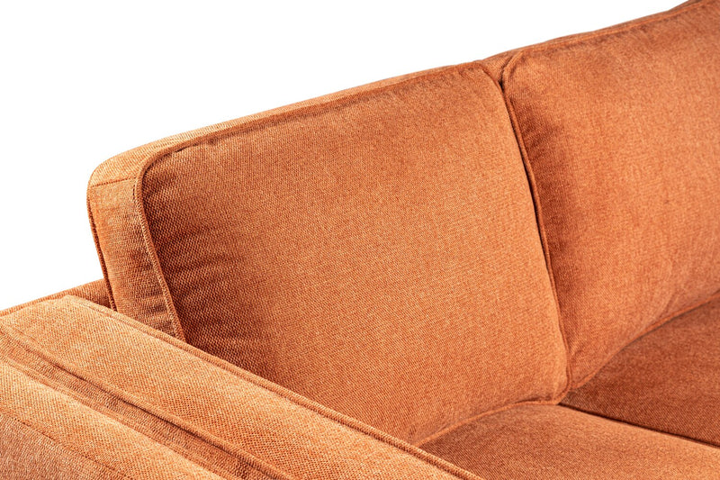 Kort & Co. Kassia 65.4\" Linen-Look Fabric Loveseat with Wood Base and Legs - Orange 