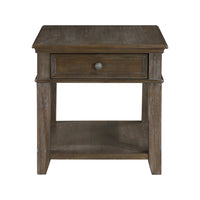 Weston 24” Traditional End Table with Storage and USB Port - Brown Elm 