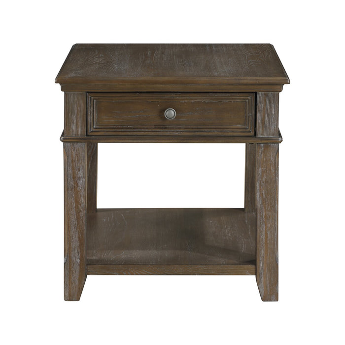 Weston 24” Traditional End Table with Storage and USB Port - Brown Elm