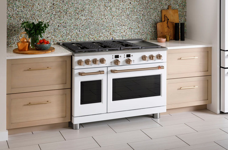 Cafe 8.25 Cu. Ft. Smart Dual Fuel Range with True European Convection and Self Clean Racks - Matte w… 