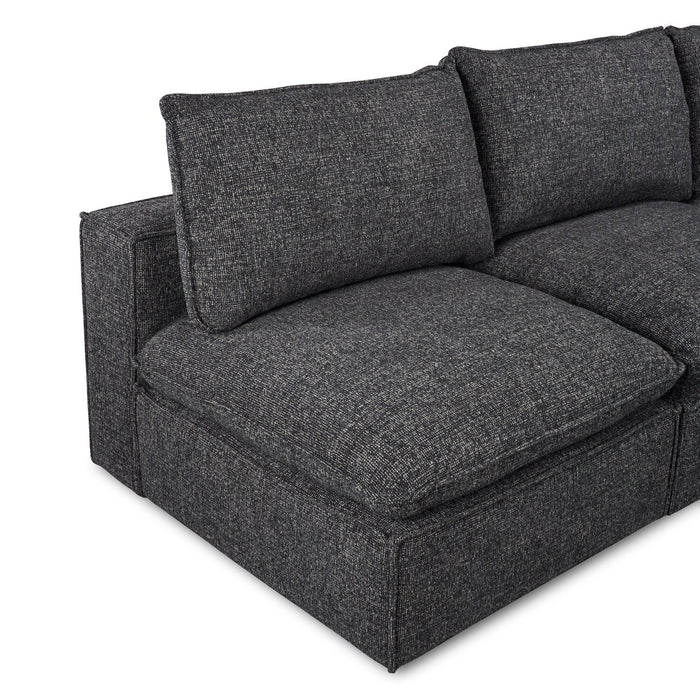 Fusion Modular 5-Piece Charcoal Grey Chenille Fabric Armless Sectional