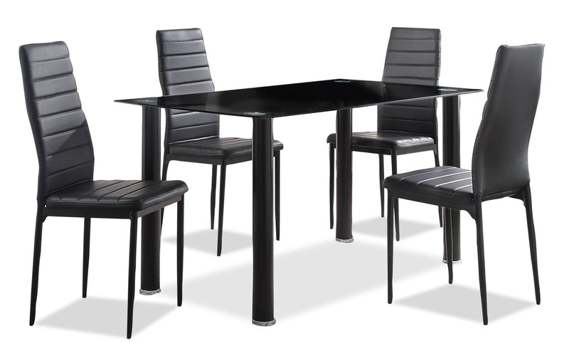 Onyx Dining Table with Glass Top, 55\"W - Black 