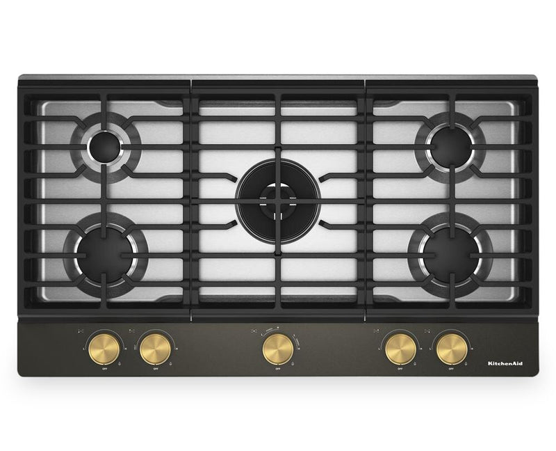KitchenAid Gas-on-Metal Cooktop with Integrated Wok Grate – Black Ore - KCGK736SBE