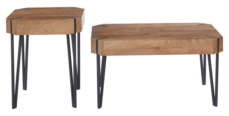 Arden 35” Modern 2-Pack Coffee + End Table - Brown