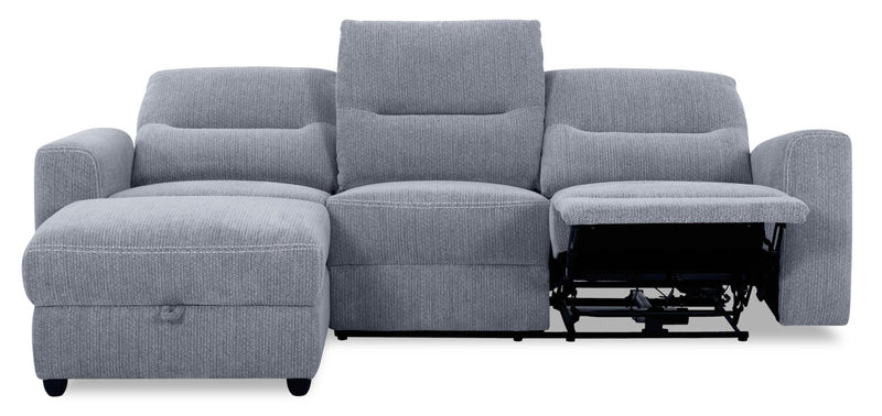 Meadow 2-Piece Left-Facing Charcoal Grey Chenille Fabric Power Reclining Sectional with Storage Chaise
