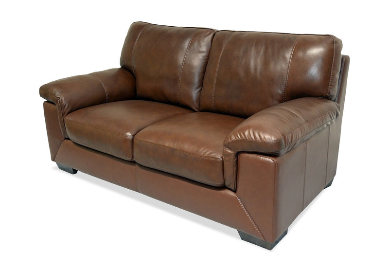 Classico 71\" Genuine Leather Loveseat with Wood Legs – Tobacco