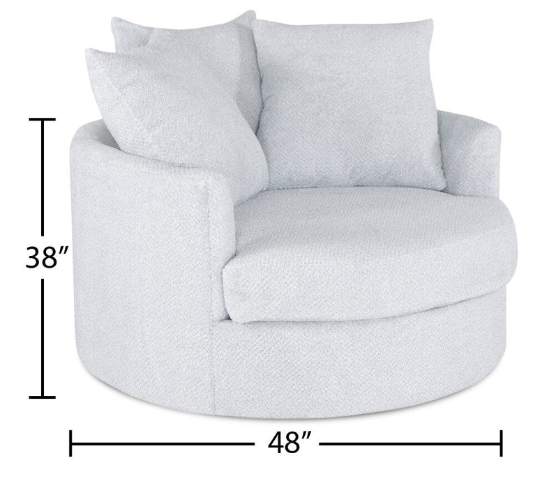 Made in Canada Grande 48\" Chenille Fabric Cuddler Accent Chair - Teddy Star Grey  