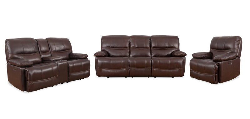 Franco 89\" Genuine Leather Zero Gravity Power Reclining Sofa with USB Ports - Brown 