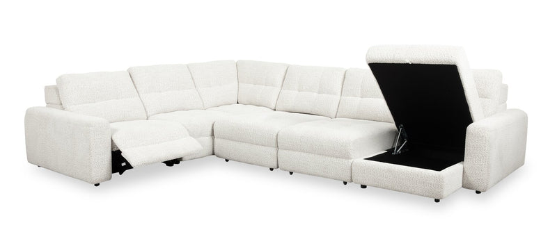 Scott Living Elevate Modular 6-Piece Right-Facing Beige Chenille Fabric Sectional with Power Reclining 