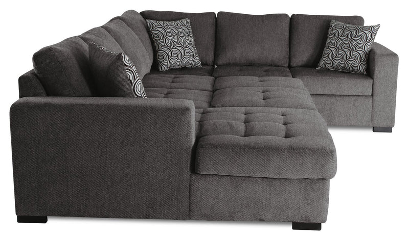 Legend 4-Piece Left-Facing Chenille Sleeper Sectional - Pewter 
