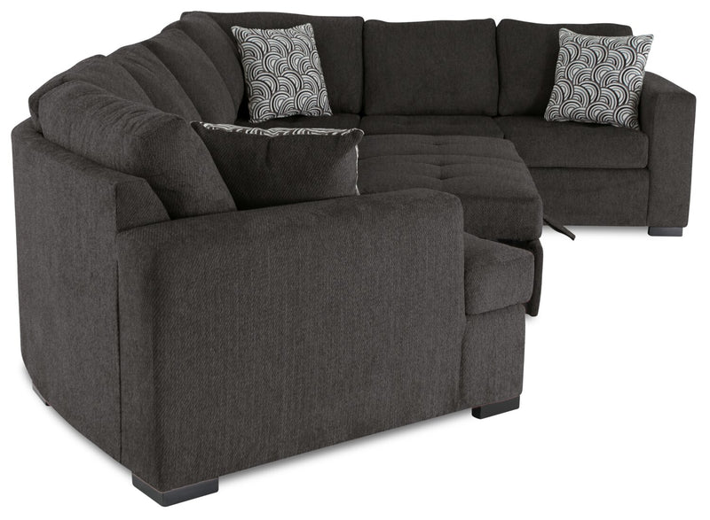 Legend 3-Piece Left-Facing Chenille Cuddler Sleeper Sectional - Pewter