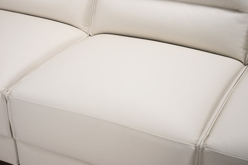 Citadel 3-Piece Left-Facing Top-Grain Genuine Leather Sectional with Rubberwood Legs - Frost White