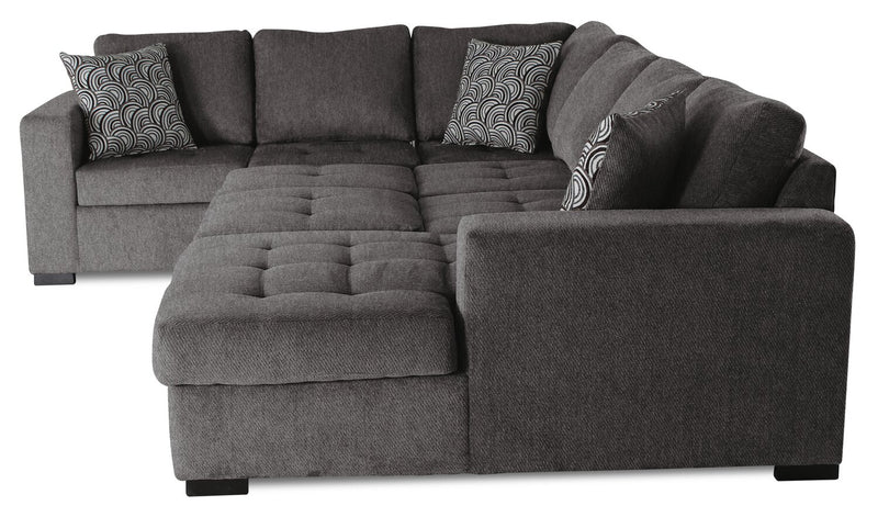 Legend 4-Piece Right-Facing Chenille Sleeper Sectional - Pewter 