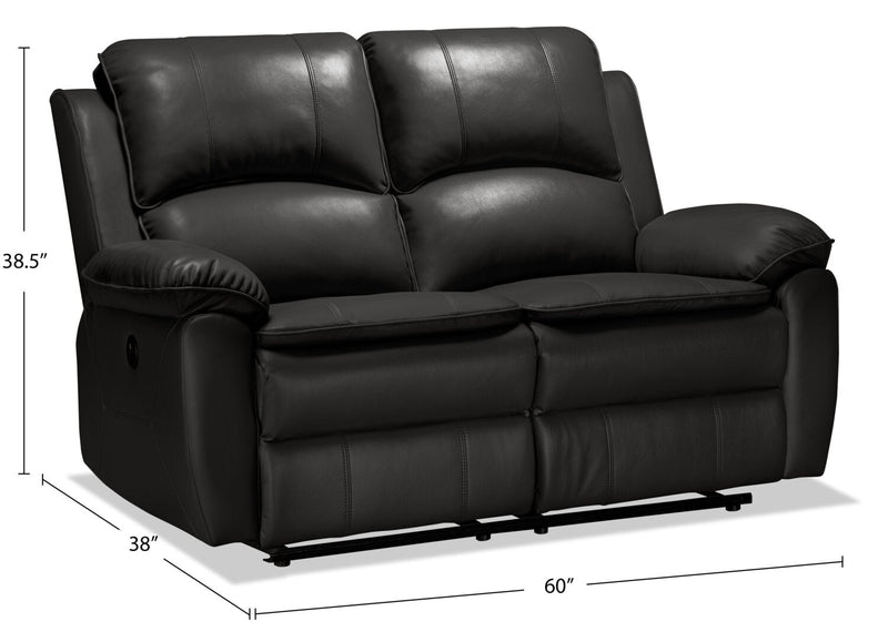 Chandler 60\" Leather-Look Fabric Power Reclining Loveseat - Grey 