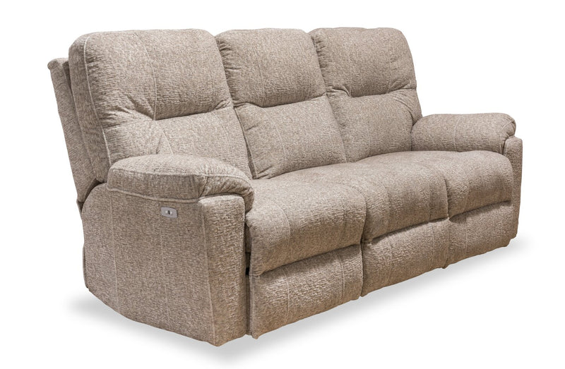 Canadian Made Dawson 87\" Fabric Power Reclining Sofa with USB Port and Accent Pillows - Beige