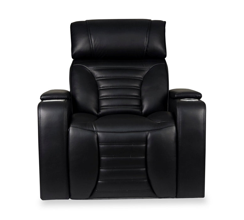 Zen 40\" Black Faux Leather Power Reclining Massage Chair with Power Headrest and Heated Seat 