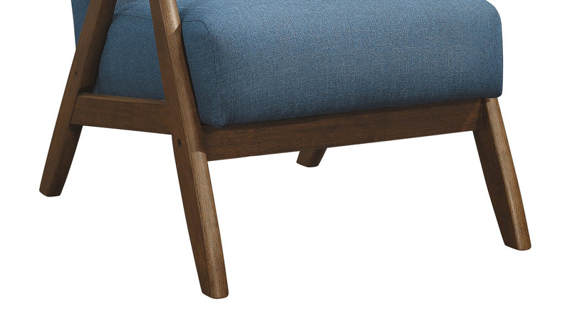 Kyra 28.5\" Linen-Look Fabric Accent Chair with Curved Arms and Wood Frame - Blue 