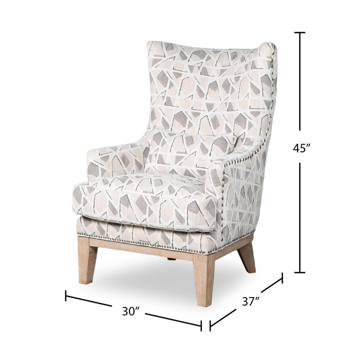 Haden 30\" Chenille Fabric Accent Chair with Wood Base and Nailhead Trim - Angelou Linen Multicolour