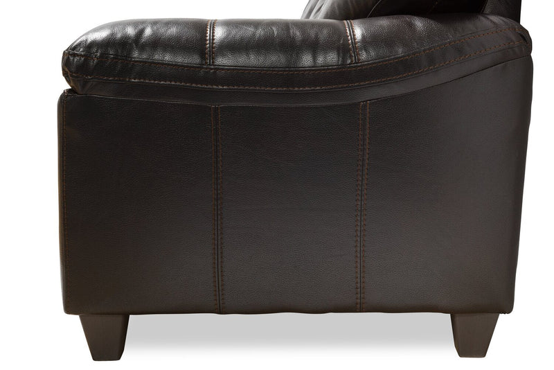 Made in Canada Addison 42\" Leather-Look Fabric Chair with Removable Seat Cushion and Tufting - Blackberry Black 