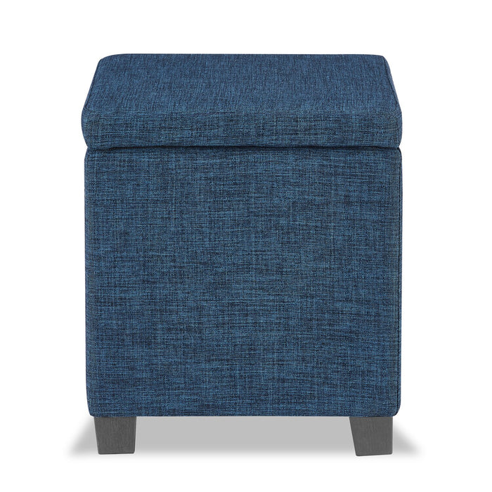 Ottawa Square Fabric Storage Ottoman - Navy
