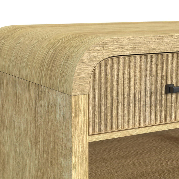 Lenore 48” Modern Coffee Table with Storage, Shelf and Casters - Natural