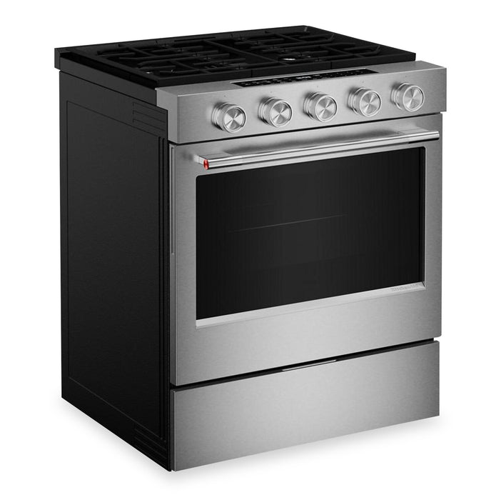 KitchenAid 30\" 5.0 Cu. Ft. Smart Slide-in Gas Range with Convection Modes - Stainless Steel - KSGS330SPS