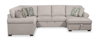 Scott Living Haven 4-Piece Right-Facing Chenille Fabric Sleeper Sectional with Storage Chaise - Grey