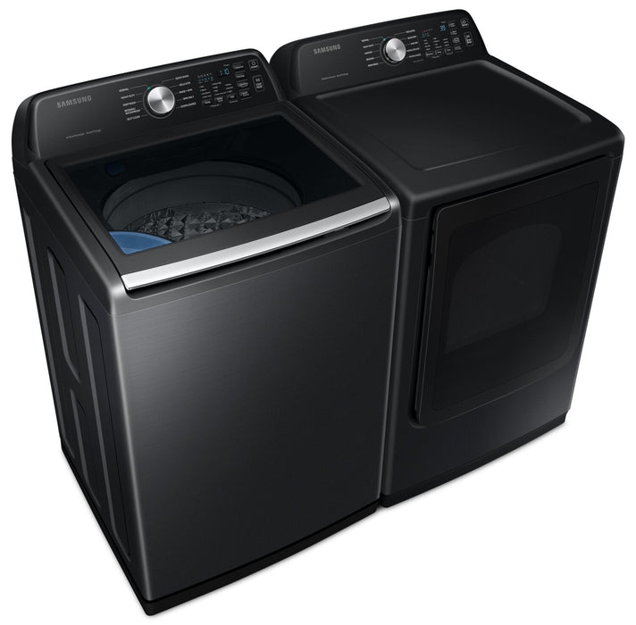 Samsung 5.3 Cu. Ft. Top-Load Washer and 7.4 Cu. Ft. Electric Dryer - Black Stainless 
