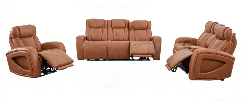 Shaquille O’Neal Home Titan 81\" Genuine Leather Power Reclining Loveseat with Shaq-o-pedic Comfort – Earth