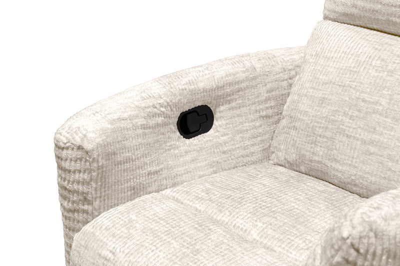 Remi 38\" Fabric Swivel Glider Reclining Chair – White