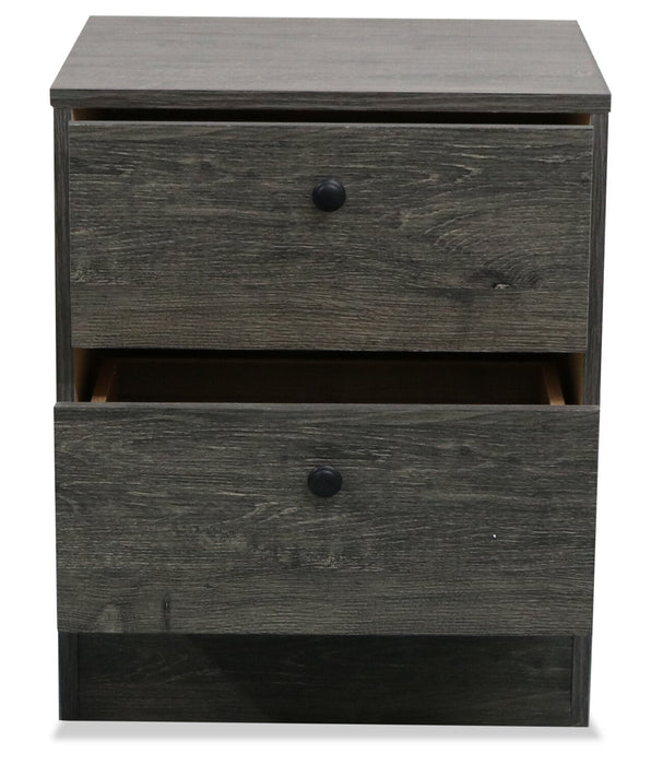 Hart Bedside 2-Drawer Nightstand, 18.4\"W x 22.2\"H, Made in Canada - Grey 