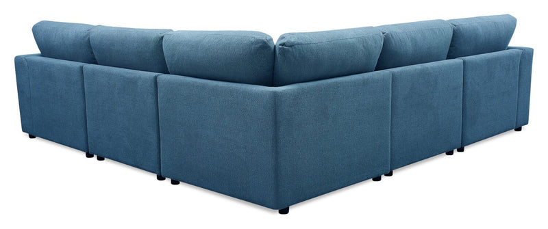 Voyage Modular 5-Piece Fabric Sectional with Removable Back Cushions – Blue