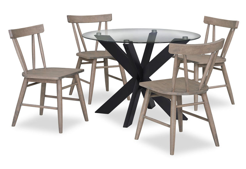 Remi 5-Piece Slatback Dining Package - Brown