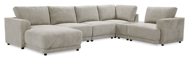 Voyage Modular 6-Piece Left-Facing Fabric Sectional with Console and Removable Back Cushions – Beige