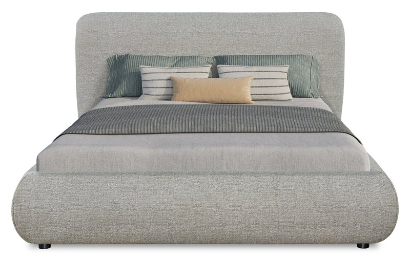 Luka Upholstered Platform Bed in Grey Fabric - Queen Size