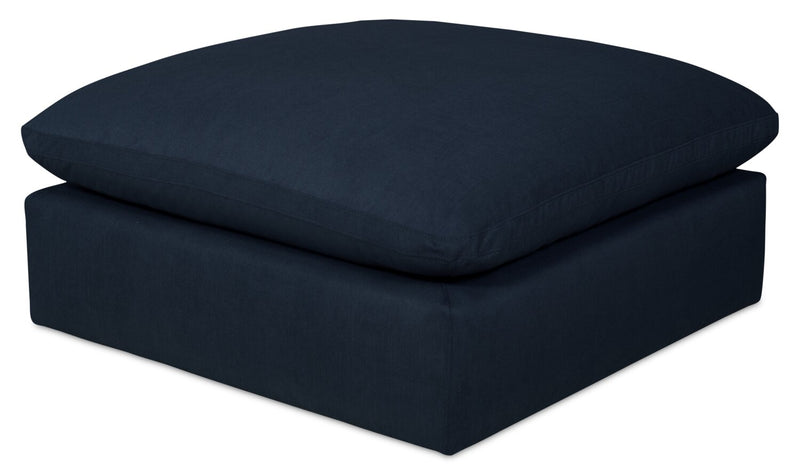 Eclipse Modular 43\" Linen-Look Fabric Ottoman with Feather Down Cushion - Navy Blue 