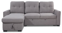 Carter 2-Piece Left-Facing Linen-Look Fabric Sleeper Sectional with Storage Chaise - Solis Grey